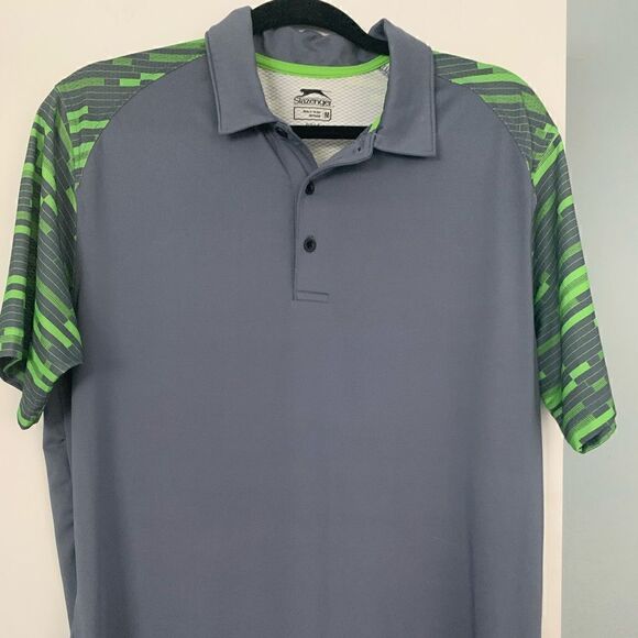 Slazenger Mens Golf Shirt SZ M Green & Gray - Picture 2 of 7